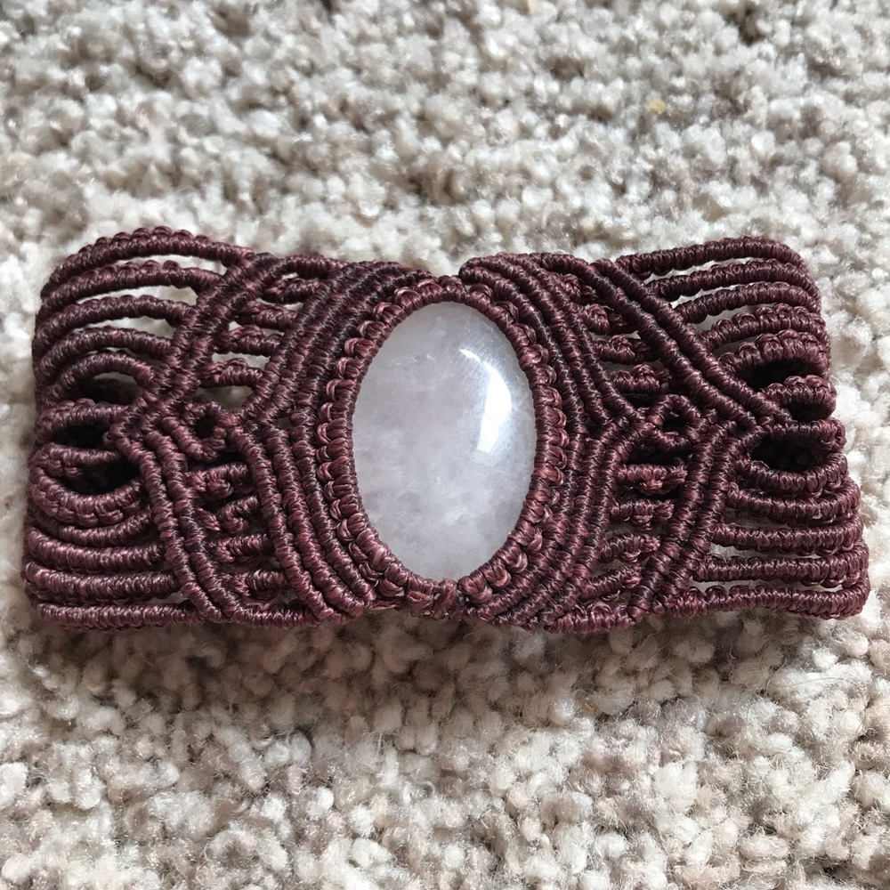 Rose Quartz Macrame Cuff Bracelet